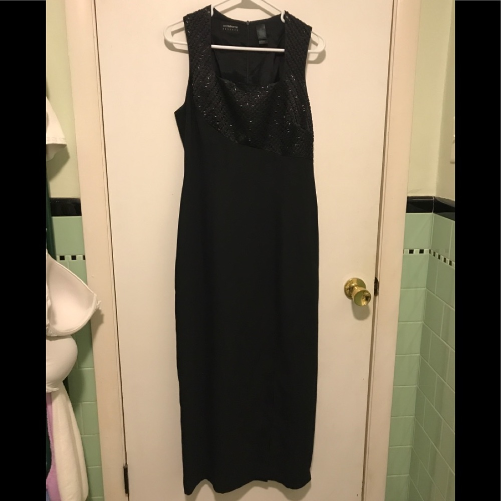 Long black beaded dress NWOT